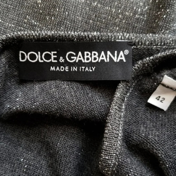 Dolce & Gabbana Metallic Silver Gray Slouchy Knit Backless Sweater Dress - Picture 4 of 5